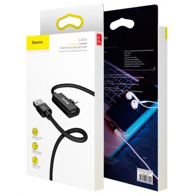 Кабель USB BASEUS Entertaining, USB - Lightning + Lightning, 2А, 1 м, черный Кабель USB BASEUS Entertaining, USB - Lightning + Lightning, 2А, 1 м, черный