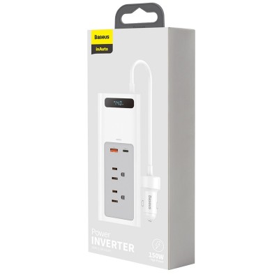 Автомобильный инвертор BASEUS In-car Inverter US/JP, белый, 150W Автомобильный инвертор BASEUS In-car Inverter US/JP, белый, 150W