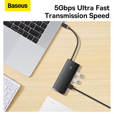 Переходник/Адаптер BASEUS Lite Series 5-Port, Разветвитель, Type-C - 3*USB3.0+HDMI+PD, черный Переходник/Адаптер BASEUS Lite Series 5-Port, Разветвитель, Type-C - 3*USB3.0+HDMI+PD, черный