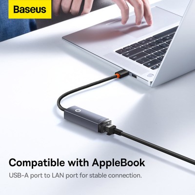 Переходник/Адаптер BASEUS Lite Series Ethernet Adapter (Aluminum Alloy), USB A- RJ45 (100Mbps), серый Переходник/Адаптер BASEUS Lite Series Ethernet Adapter (Aluminum Alloy), USB A- RJ45 (100Mbps), серый