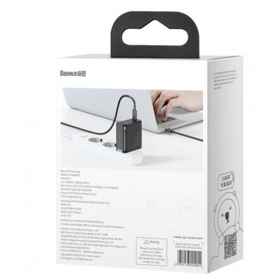 Зарядное устройство BASEUS GaN2 Fast Charger USB-C + Кабель Type-C-Type-C, 3A, 100W, черный Зарядное устройство BASEUS GaN2 Fast Charger USB-C + Кабель Type-C-Type-C, 3A, 100W, черный