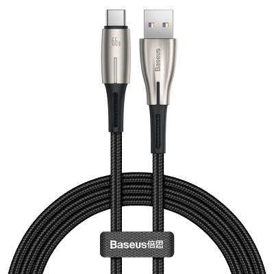 Кабель USB BASEUS Water Drop-shaped Lamp SuperCharge, USB - Type-C, 6A, 1 м, черный Кабель USB BASEUS Water Drop-shaped Lamp SuperCharge, USB - Type-C, 6A, 1 м, черный