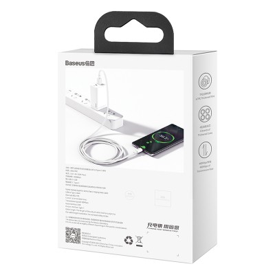 Кабель USB BASEUS Superior Series Fast Charging, USB - Type-C, 6A, 2 м, белый Кабель USB BASEUS Superior Series Fast Charging, USB - Type-C, 6A, 2 м, белый