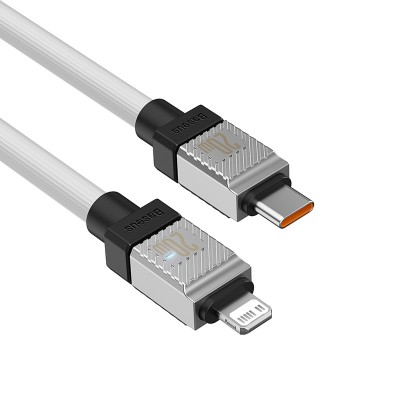 Кабель USB-C BASEUS CoolPlay Series Fast Charging, Type-C - Lightning, 20W, 1 м, белый Кабель USB-C BASEUS CoolPlay Series Fast Charging, Type-C - Lightning, 20W, 1 м, белый