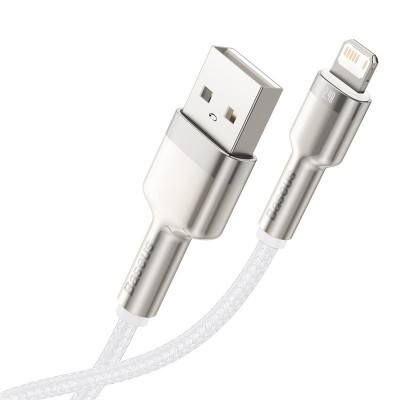 Кабель USB BASEUS Cafule Series Metal, USB - Lightning, 2.4А, 1 м, белый Кабель USB BASEUS Cafule Series Metal, USB - Lightning, 2.4А, 1 м, белый