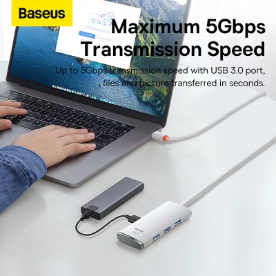 Переходник/Адаптер BASEUS Lite Series 4-Port, Разветвитель, USB - 4xUSB3.0, белый, кабель 1м Переходник/Адаптер BASEUS Lite Series 4-Port, Разветвитель, USB - 4xUSB3.0, белый, кабель 1м