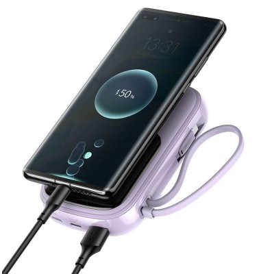 Портативный аккумулятор BASEUS Qpow Digital Display, 3A, 20000 мА⋅ч, фиолетовый, с кабелем Lightning Портативный аккумулятор BASEUS Qpow Digital Display, 3A, 20000 мА⋅ч, фиолетовый, с кабелем Lightning