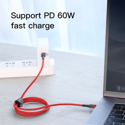 Кабель USB-C BASEUS Cafule, Type-C - Type-C, 3A, 2 м, красный Кабель USB-C BASEUS Cafule, Type-C - Type-C, 3A, 2 м, красный