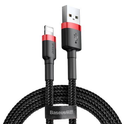 Кабель USB BASEUS Cafule, USB - Lightning, 2А, 3 м, красно-черный Кабель USB BASEUS Cafule, USB - Lightning, 2А, 3 м, красно-черный