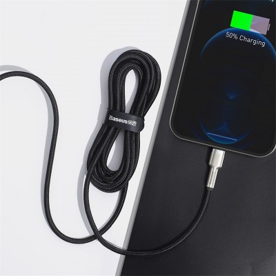 Кабель USB BASEUS Cafule Series Metal, USB - Lightning, 2.4А, 2 м, черный Кабель USB BASEUS Cafule Series Metal, USB - Lightning, 2.4А, 2 м, черный