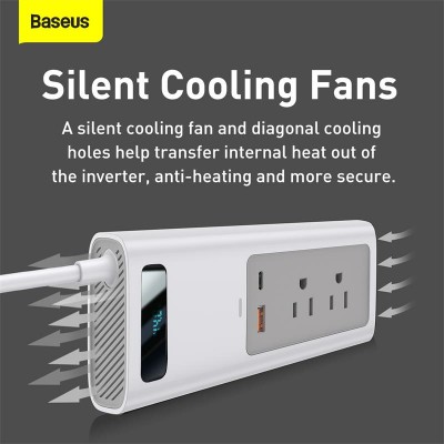 Автомобильный инвертор BASEUS In-car Inverter US/JP, белый, 150W Автомобильный инвертор BASEUS In-car Inverter US/JP, белый, 150W