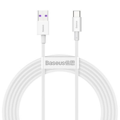 Кабель USB BASEUS Superior Series Fast Charging, USB - Type-C, 6A, 2 м, белый Кабель USB BASEUS Superior Series Fast Charging, USB - Type-C, 6A, 2 м, белый