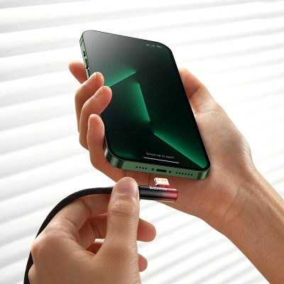 Кабель USB-C BASEUS MVP 2 Elbow-shaped Fast Charging, Type-C - Lightning, 20W, 2 м, черно-красный, угловой Кабель USB-C BASEUS MVP 2 Elbow-shaped Fast Charging, Type-C - Lightning, 20W, 2 м, черно-красный, угловой