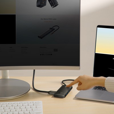 Переходник/Адаптер BASEUS Lite Series 5-Port, Разветвитель, Type-C - 3*USB3.0+HDMI+PD, черный Переходник/Адаптер BASEUS Lite Series 5-Port, Разветвитель, Type-C - 3*USB3.0+HDMI+PD, черный