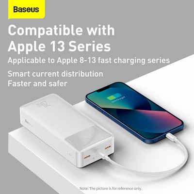 Портативный аккумулятор BASEUS Bipow Digital Display 20W, 3A, 30000 мА⋅ч, белый, с кабелем micro Портативный аккумулятор BASEUS Bipow Digital Display 20W, 3A, 30000 мА⋅ч, белый, с кабелем micro