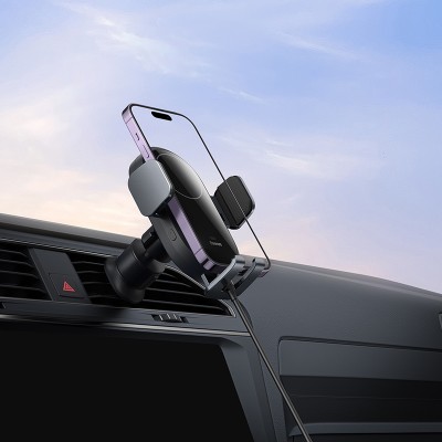 Автомобильный держатель BASEUS Light Chaser, с беспроводной зарядкой, 15W, черный, на воздуховод Автомобильный держатель BASEUS Light Chaser, с беспроводной зарядкой, 15W, черный, на воздуховод