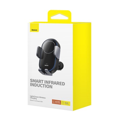 Автомобильный держатель BASEUS Light Chaser, с беспроводной зарядкой, 15W, черный, на воздуховод Автомобильный держатель BASEUS Light Chaser, с беспроводной зарядкой, 15W, черный, на воздуховод