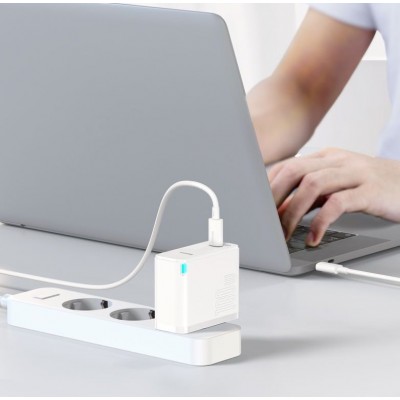 Зарядное устройство BASEUS GaN2 Fast Charger USB-C + Кабель Type-C-Type-C, 3A, 100W, белый Зарядное устройство BASEUS GaN2 Fast Charger USB-C + Кабель Type-C-Type-C, 3A, 100W, белый