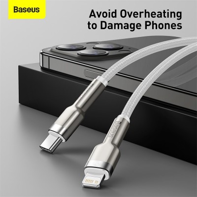 Кабель USB-C BASEUS Cafule Series Metal, Type-C - Lightning, 20W, 1 м, белый Кабель USB-C BASEUS Cafule Series Metal, Type-C - Lightning, 20W, 1 м, белый