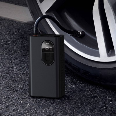 Автомобильный компрессор BASEUS Energy Source Inflator Pump, портативный 54Вт, 2.4A, 2400 мАч, черный, фонарик, дисплей Автомобильный компрессор BASEUS Energy Source Inflator Pump, портативный 54Вт, 2.4A, 2400 мАч, черный, фонарик, дисплей