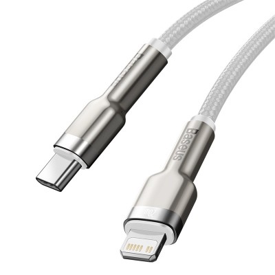Кабель USB-C BASEUS Cafule Series Metal, Type-C - Lightning, 20W, 1 м, белый Кабель USB-C BASEUS Cafule Series Metal, Type-C - Lightning, 20W, 1 м, белый