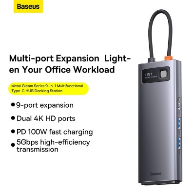 Переходник/Адаптер BASEUS Starjoy Series 9-in-1, Разветвитель, Type-C - 2*USB3.0 + USB2.0 + 2*HDMI + PD + RJ45 + SD/TF, Переходник/Адаптер BASEUS Starjoy Series 9-in-1, Разветвитель, Type-C - 2*USB3.0 + USB2.0 + 2*HDMI + PD + RJ45 + SD/TF,