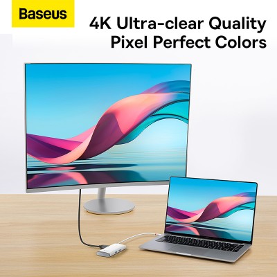 Переходник/Адаптер BASEUS Lite Series 6-Port, Разветвитель, Type-C - 2*USB3.0+HDMI+PD+SD/TF, белый Переходник/Адаптер BASEUS Lite Series 6-Port, Разветвитель, Type-C - 2*USB3.0+HDMI+PD+SD/TF, белый