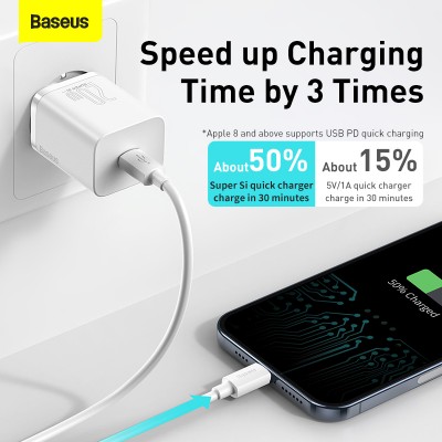 Зарядное устройство BASEUS Super Si USB-C, 3A, 20W, белый Зарядное устройство BASEUS Super Si USB-C, 3A, 20W, белый