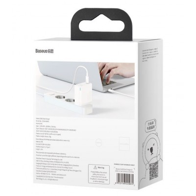 Зарядное устройство BASEUS GaN2 Fast Charger USB-C + Кабель Type-C-Type-C, 3A, 100W, белый Зарядное устройство BASEUS GaN2 Fast Charger USB-C + Кабель Type-C-Type-C, 3A, 100W, белый