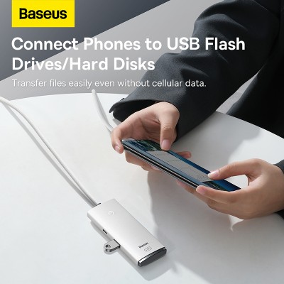 Переходник/Адаптер BASEUS Lite Series 4-Port, Разветвитель, Type-C - 4xUSB3.0, белый, кабель 1м Переходник/Адаптер BASEUS Lite Series 4-Port, Разветвитель, Type-C - 4xUSB3.0, белый, кабель 1м