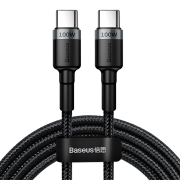 Кабель USB-C BASEUS Cafule, Type-C - Type-C, 5A, 100W, 2 м, серый+черный