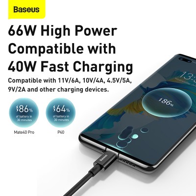 Кабель USB BASEUS Superior Series Fast Charging, USB - Type-C, 66W, 1 м, черный Кабель USB BASEUS Superior Series Fast Charging, USB - Type-C, 66W, 1 м, черный