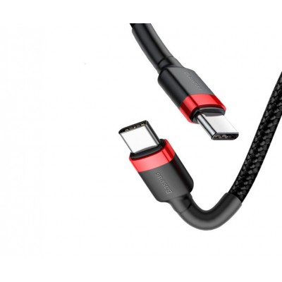 Кабель USB-C BASEUS Cafule, Type-C - Type-C, 3A, 2 м, красный+черный Кабель USB-C BASEUS Cafule, Type-C - Type-C, 3A, 2 м, красный+черный