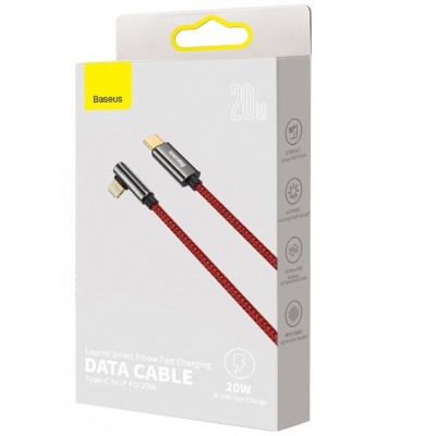 Кабель USB-C BASEUS Legend Series Elbow, Type-C - Lightning, 20W, 1 м, красный Кабель USB-C BASEUS Legend Series Elbow, Type-C - Lightning, 20W, 1 м, красный