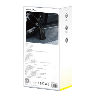 Автомобильный компрессор BASEUS Energy Source Inflator Pump, портативный 54Вт, 2.4A, 2400 мАч, черный, фонарик, дисплей Автомобильный компрессор BASEUS Energy Source Inflator Pump, портативный 54Вт, 2.4A, 2400 мАч, черный, фонарик, дисплей