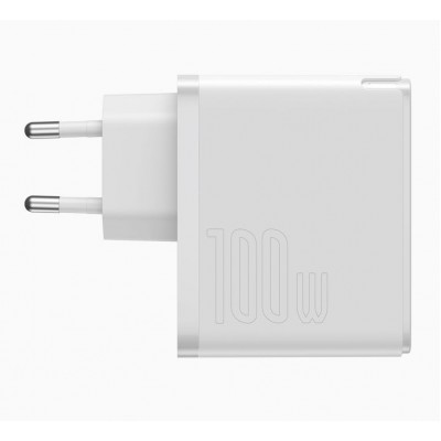 Зарядное устройство BASEUS GaN2 Fast Charger USB-C + Кабель Type-C-Type-C, 3A, 100W, белый Зарядное устройство BASEUS GaN2 Fast Charger USB-C + Кабель Type-C-Type-C, 3A, 100W, белый