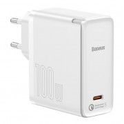 Зарядное устройство BASEUS GaN2 Fast Charger USB-C + Кабель Type-C-Type-C, 3A, 100W, белый