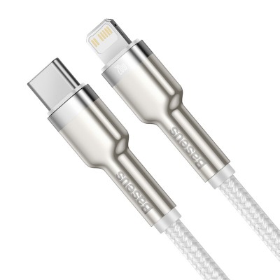 Кабель USB-C BASEUS Cafule Series Metal, Type-C - Lightning, 20W, 1 м, белый Кабель USB-C BASEUS Cafule Series Metal, Type-C - Lightning, 20W, 1 м, белый