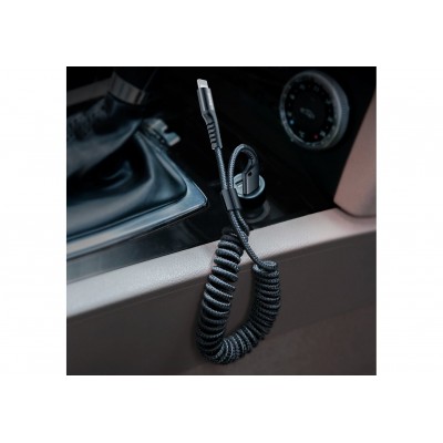 Кабель USB BASEUS Fish eye Spring, USB - Lightning, 2А, 1 м, черный, пружинный Кабель USB BASEUS Fish eye Spring, USB - Lightning, 2А, 1 м, черный, пружинный