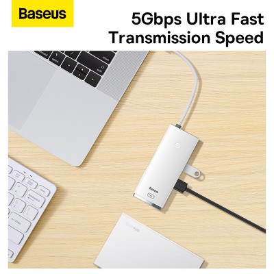 Переходник/Адаптер BASEUS Lite Series 6-Port, Разветвитель, Type-C - 2*USB3.0+HDMI+PD+SD/TF, белый Переходник/Адаптер BASEUS Lite Series 6-Port, Разветвитель, Type-C - 2*USB3.0+HDMI+PD+SD/TF, белый