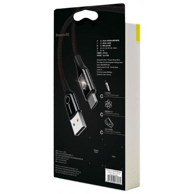 Кабель USB BASEUS C-shaped Light, USB - Type-C, 3A, 1 м, черный, интеллектуальный Кабель USB BASEUS C-shaped Light, USB - Type-C, 3A, 1 м, черный, интеллектуальный