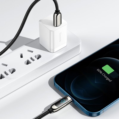 Кабель USB-C BASEUS Display Fast Charging, Type-C - Lightning, 2,22А, 20W, 2 м, черный Кабель USB-C BASEUS Display Fast Charging, Type-C - Lightning, 2,22А, 20W, 2 м, черный