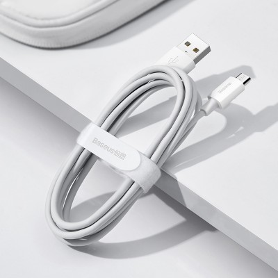 Кабель USB BASEUS Simple Wisdom Data Cable Kit, USB - MicroUSB, 2.1А, 1.5 м, белый, 2шт Кабель USB BASEUS Simple Wisdom Data Cable Kit, USB - MicroUSB, 2.1А, 1.5 м, белый, 2шт