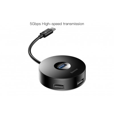 Переходник/Адаптер BASEUS Round Box, Разветвитель, Type-C - 1xUSB3.0 + 3xUSB2.0, 25 см, черный Переходник/Адаптер BASEUS Round Box, Разветвитель, Type-C - 1xUSB3.0 + 3xUSB2.0, 25 см, черный