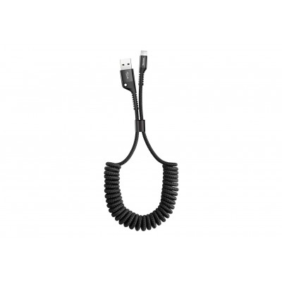 Кабель USB BASEUS Fish eye Spring, USB - Lightning, 2А, 1 м, черный, пружинный Кабель USB BASEUS Fish eye Spring, USB - Lightning, 2А, 1 м, черный, пружинный