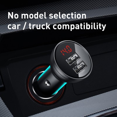 Автомобильное зарядное устройство BASEUS Digital Display Dual, 2*USB, 2.4A, 24W, серый, дисплей Автомобильное зарядное устройство BASEUS Digital Display Dual, 2*USB, 2.4A, 24W, серый, дисплей