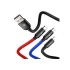 Кабель USB BASEUS Three Primary Colors 3-in-1, USB - MicroUSB+Type-C+Lightning, 3.5A, 1.2 м, черный Кабель USB BASEUS Three Primary Colors 3-in-1, USB - MicroUSB+Type-C+Lightning, 3.5A, 1.2 м, черный