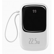 Портативный аккумулятор BASEUS Qpow Digital Display, 3A, 20000 мА⋅ч, белый, с кабелем Type-C
