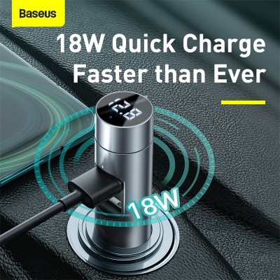 FM - Трансмиттер BASEUS Energy Column Car Wireless MP3, 2*USB, 3A, 18W, серебряный, с дисплеем FM - Трансмиттер BASEUS Energy Column Car Wireless MP3, 2*USB, 3A, 18W, серебряный, с дисплеем