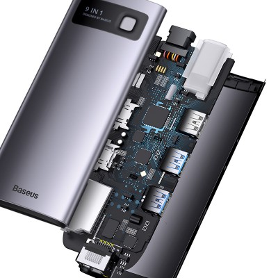 Переходник/Адаптер BASEUS Starjoy Series 9-in-1, Разветвитель, Type-C - 2*USB3.0 + USB2.0 + 2*HDMI + PD + RJ45 + SD/TF, Переходник/Адаптер BASEUS Starjoy Series 9-in-1, Разветвитель, Type-C - 2*USB3.0 + USB2.0 + 2*HDMI + PD + RJ45 + SD/TF,